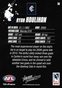 2010 Select AFL Prestige #32 Ryan Houlihan Back